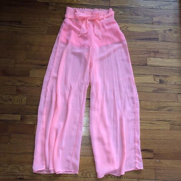 Vibrant Pink Flowy Pants - Picture 2 of 3